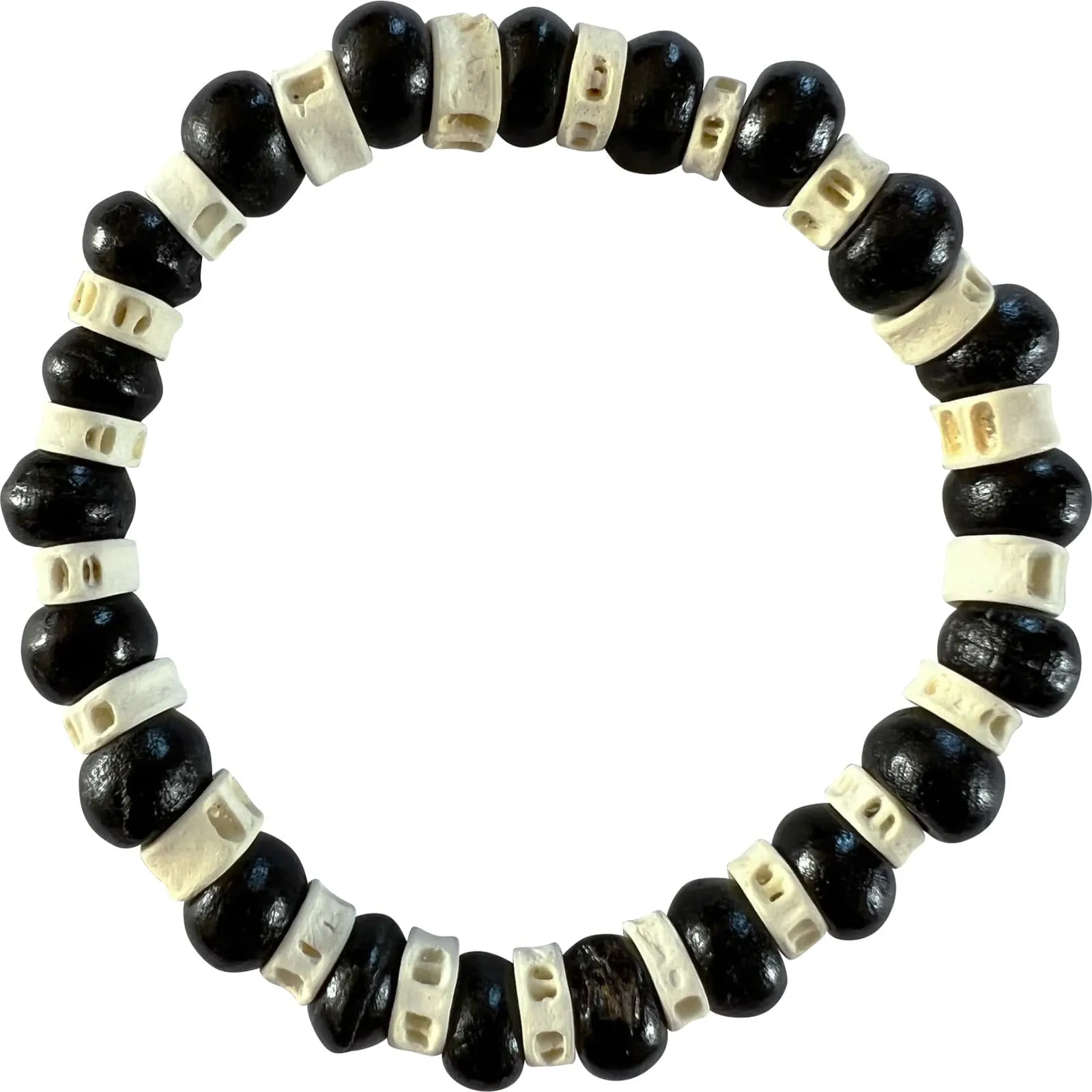 Beaded Wood Bracelet Wristband Bangle Wooden Beads Mens Boys Handmade Jewellery