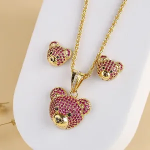 Bear Studded Charm Necklace
