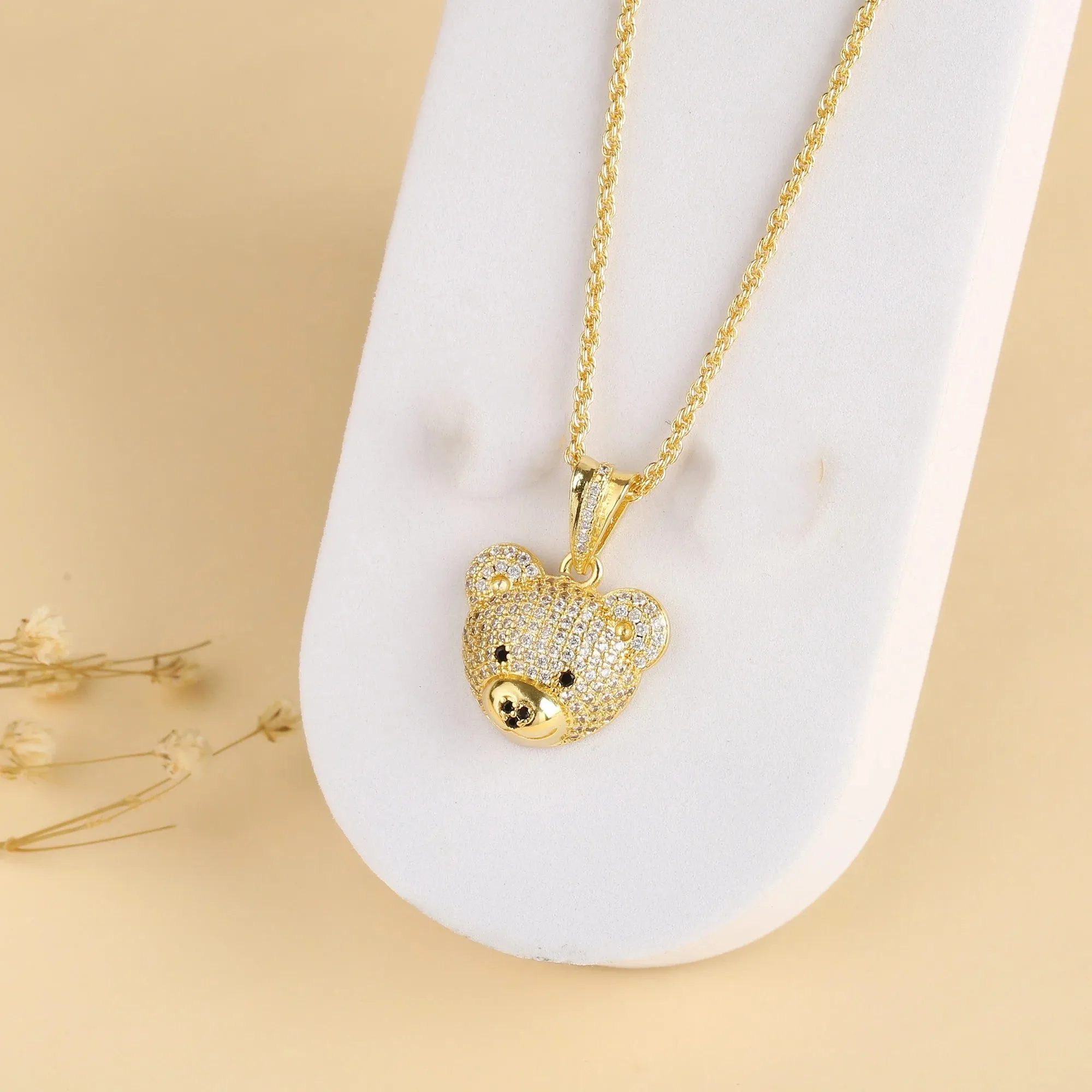 Bear Studded Charm Necklace