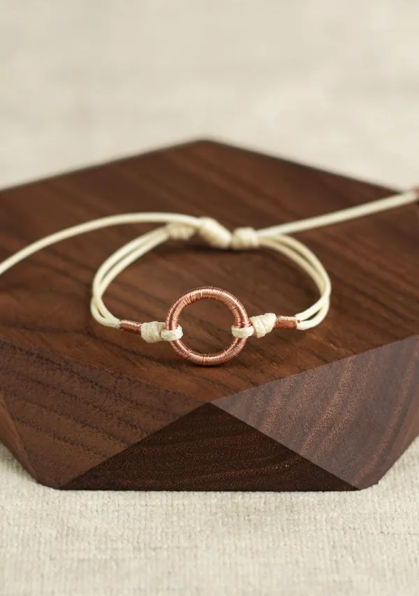 Beige Copper Circle Bracelet