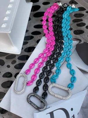 Believe It CZ Carabiner and Enamel Magnetic Necklace