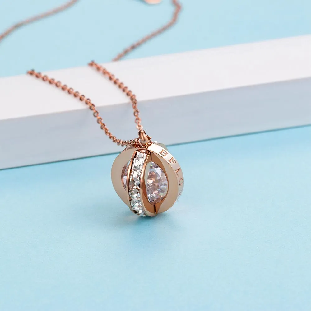 Beloved Tumble Charm Pendant Necklace Rose Gold Layered