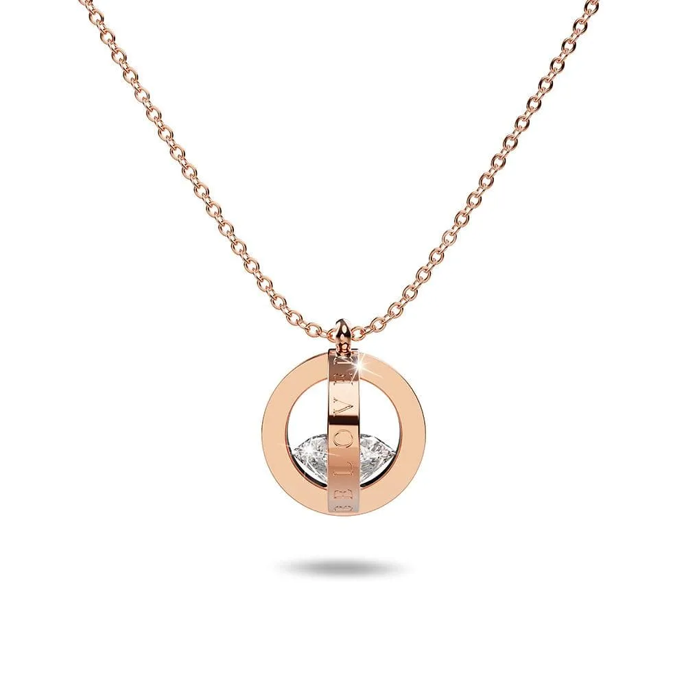 Beloved Tumble Charm Pendant Necklace Rose Gold Layered