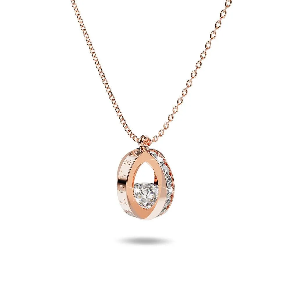 Beloved Tumble Charm Pendant Necklace Rose Gold Layered