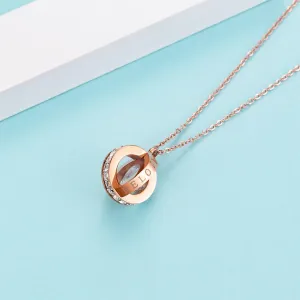 Beloved Tumble Charm Pendant Necklace Rose Gold Layered