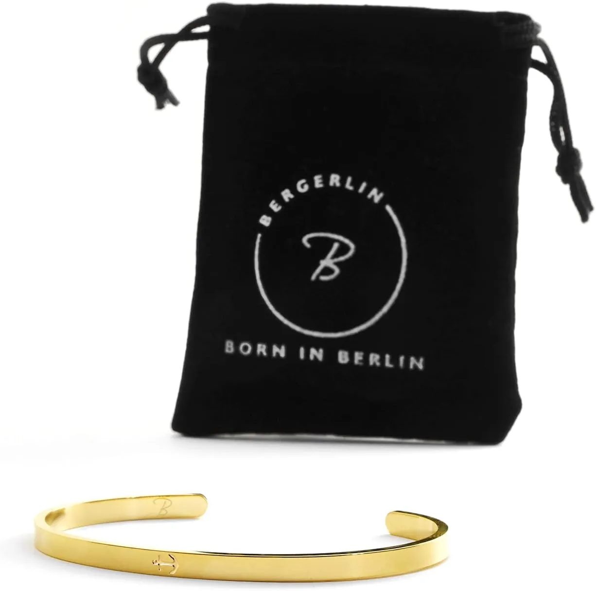 BERGERLIN Symbol Bangle with infinity, heart, anchor, goa, cross, tree of life, compass, clover, peace or yin yang - Sign Bracelet