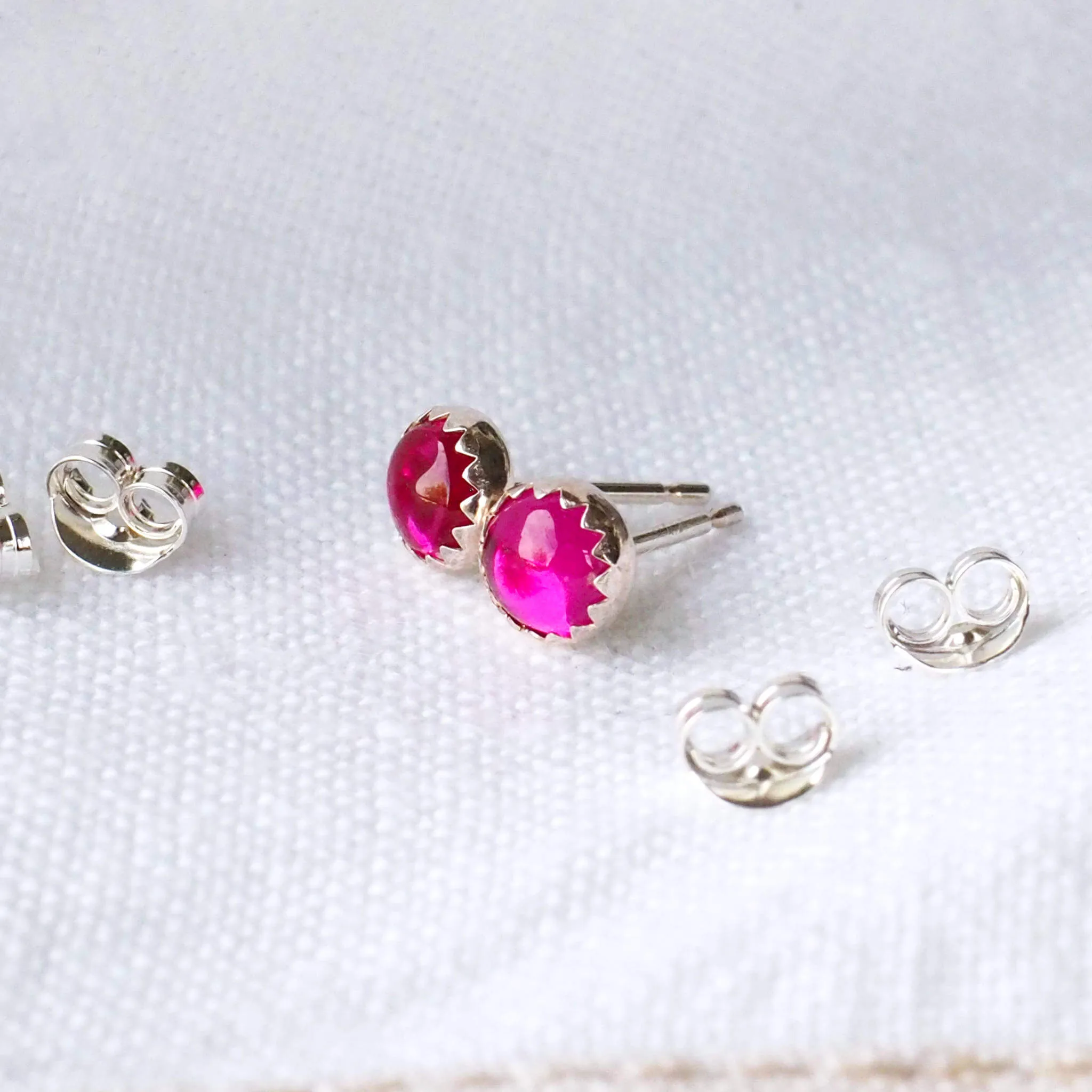 Birthstone Silver Stud Earrings