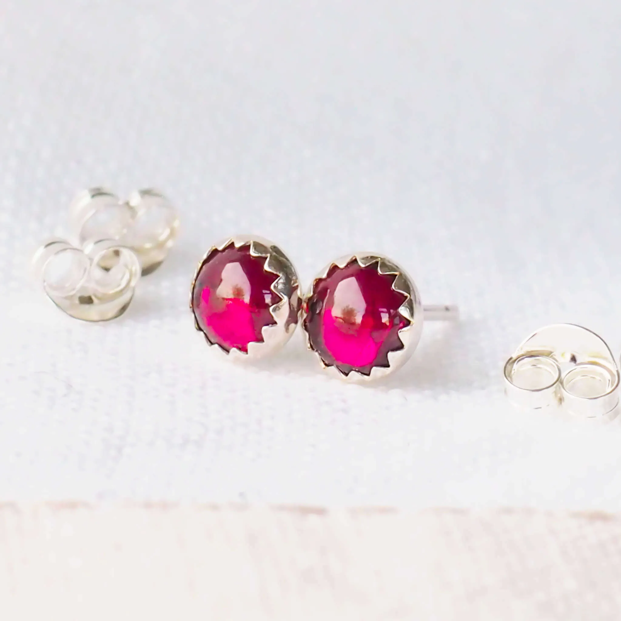 Birthstone Silver Stud Earrings