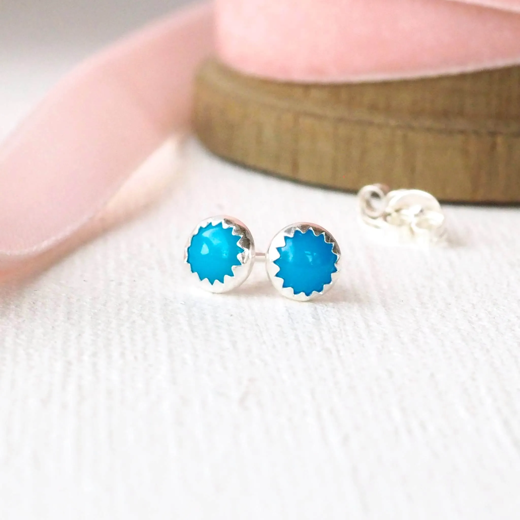 Birthstone Silver Stud Earrings