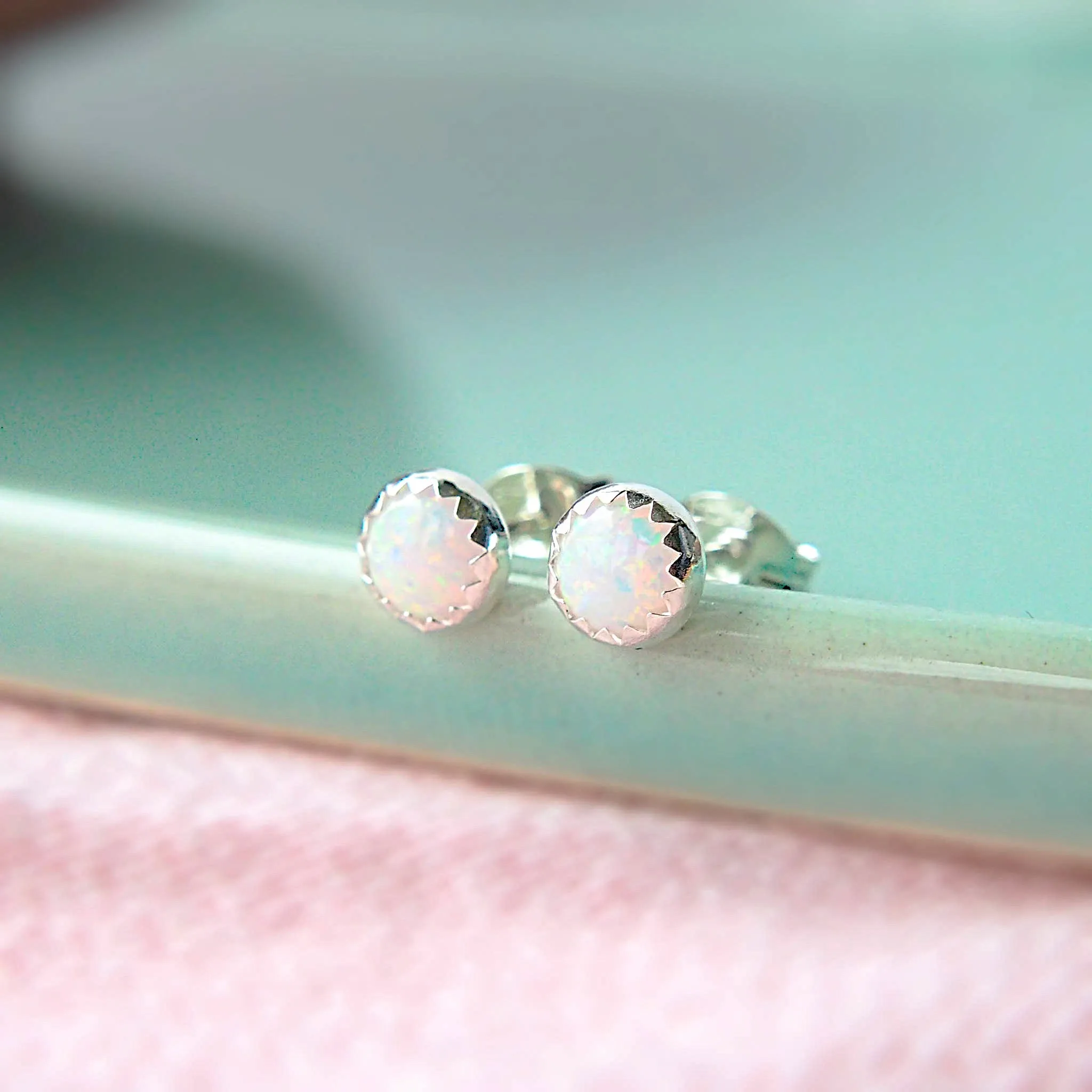 Birthstone Silver Stud Earrings