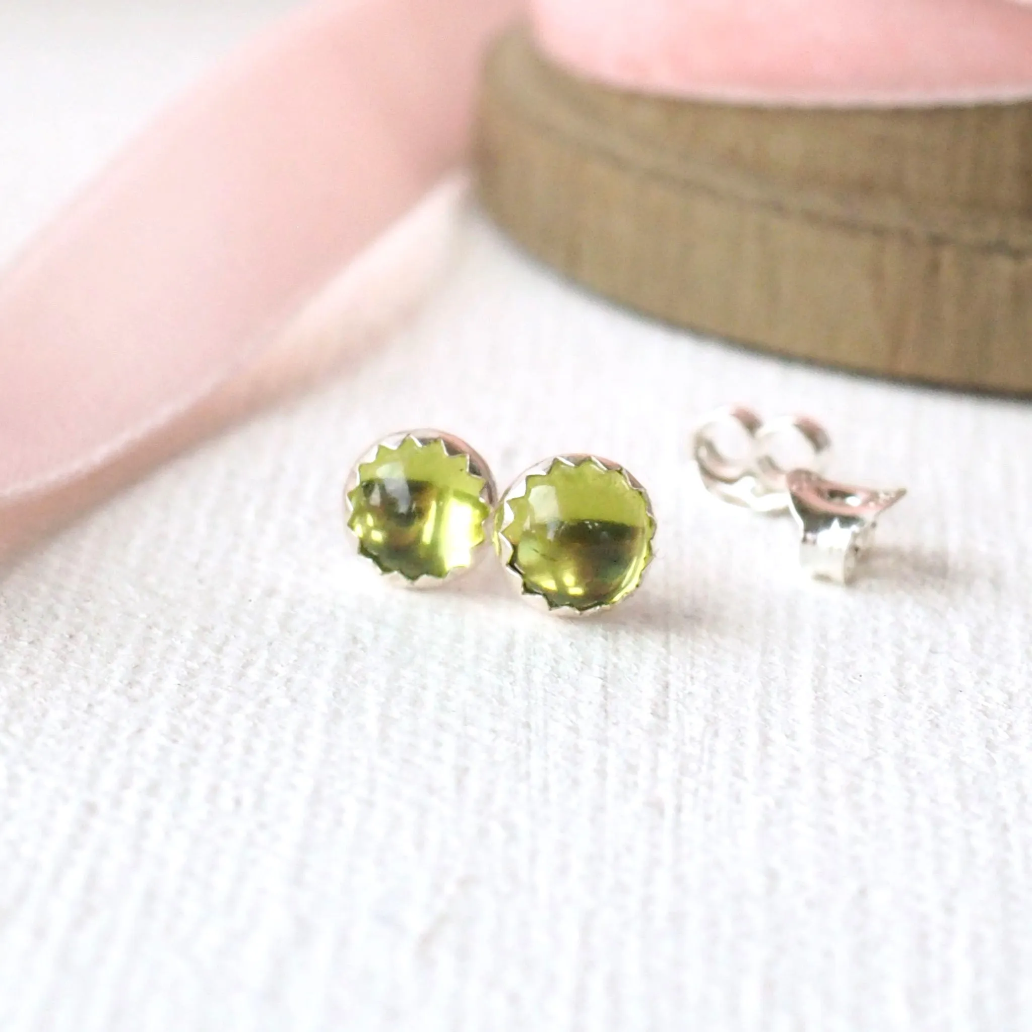 Birthstone Silver Stud Earrings