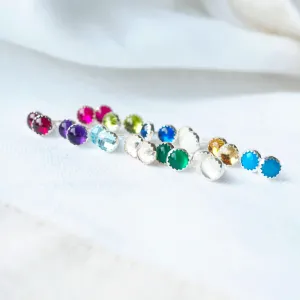 Birthstone Silver Stud Earrings