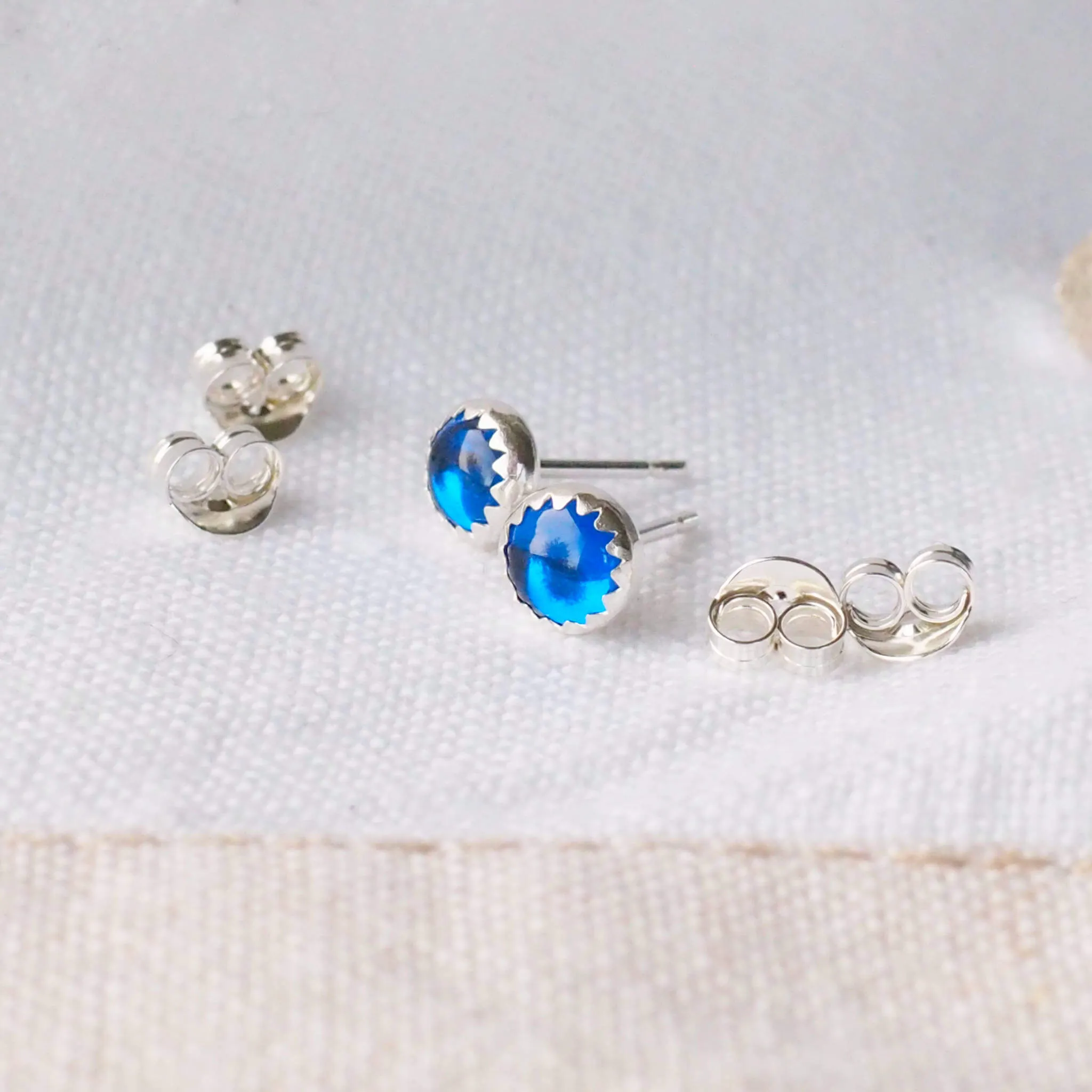 Birthstone Silver Stud Earrings