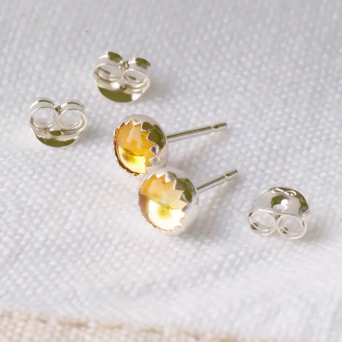 Birthstone Silver Stud Earrings