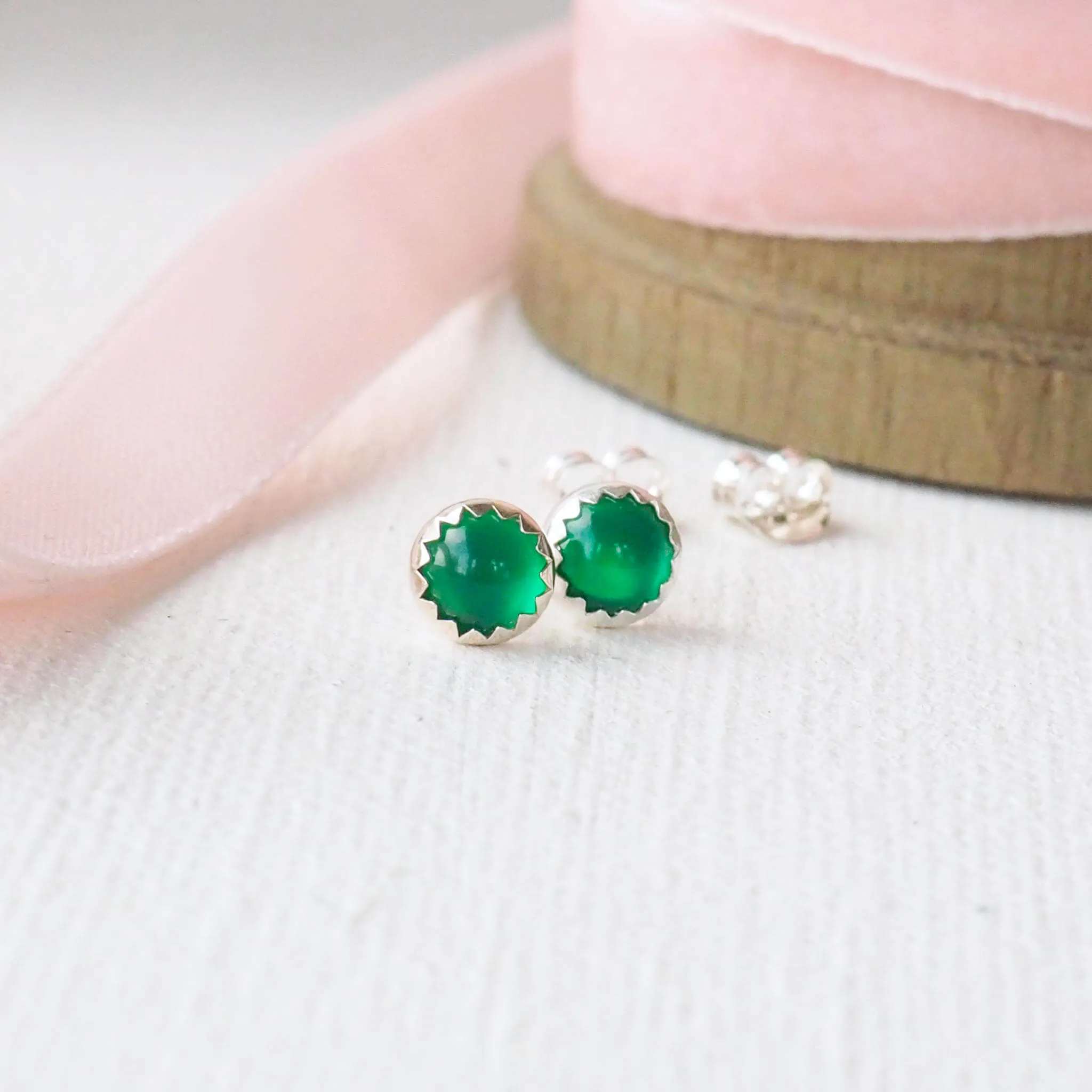 Birthstone Silver Stud Earrings