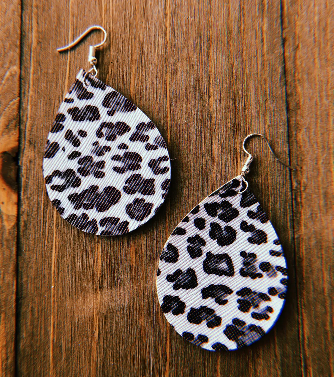 Black, Grey, & White Simple Teardrop Shaped Earrings
