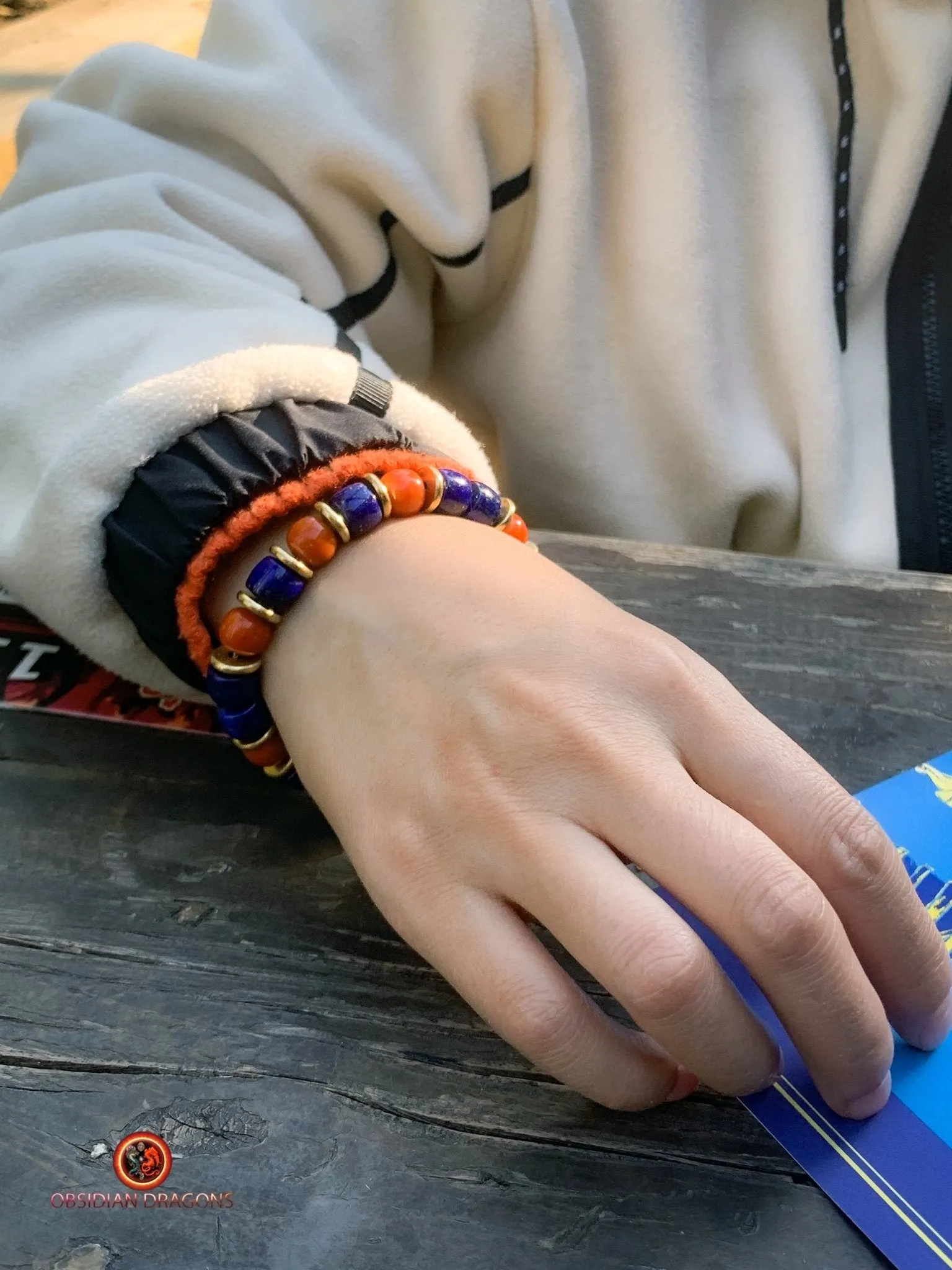 Bracelet dragon en lapis lazuli - agate Nan Hong - Énergie