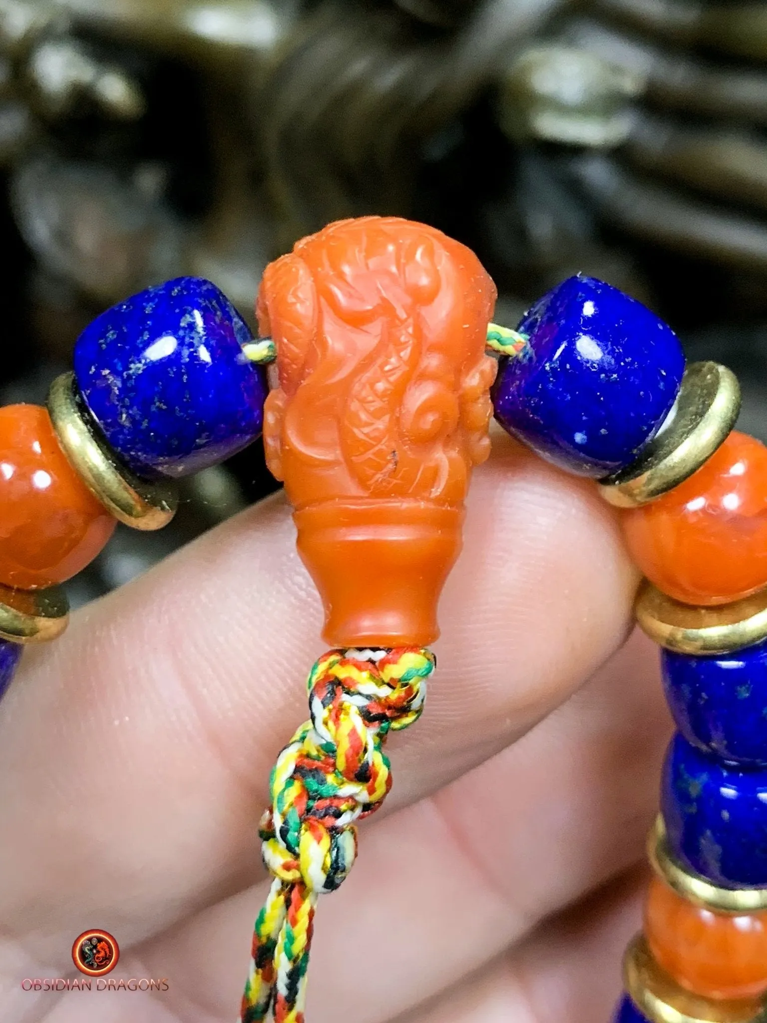 Bracelet dragon en lapis lazuli - agate Nan Hong - Énergie