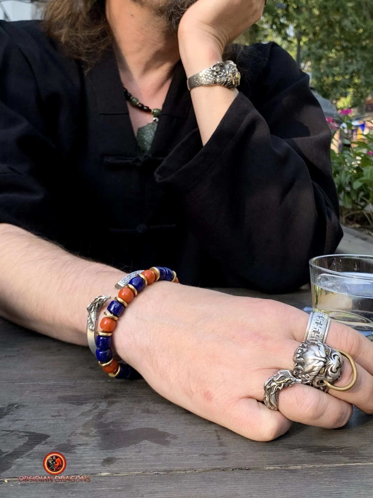 Bracelet dragon en lapis lazuli - agate Nan Hong - Énergie
