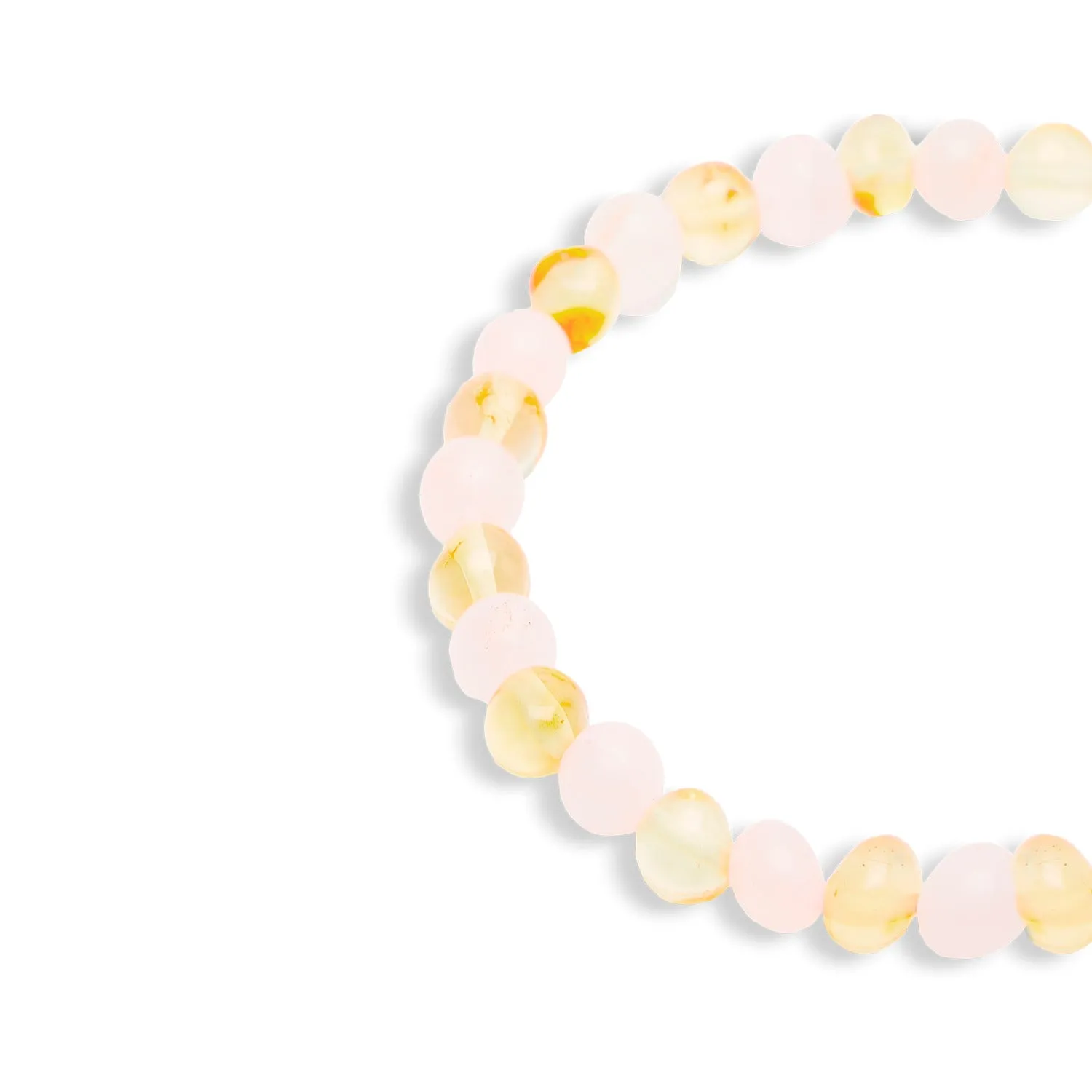 Bracelet en Quartz Rose  “Lueur du Coeur” et Ambre