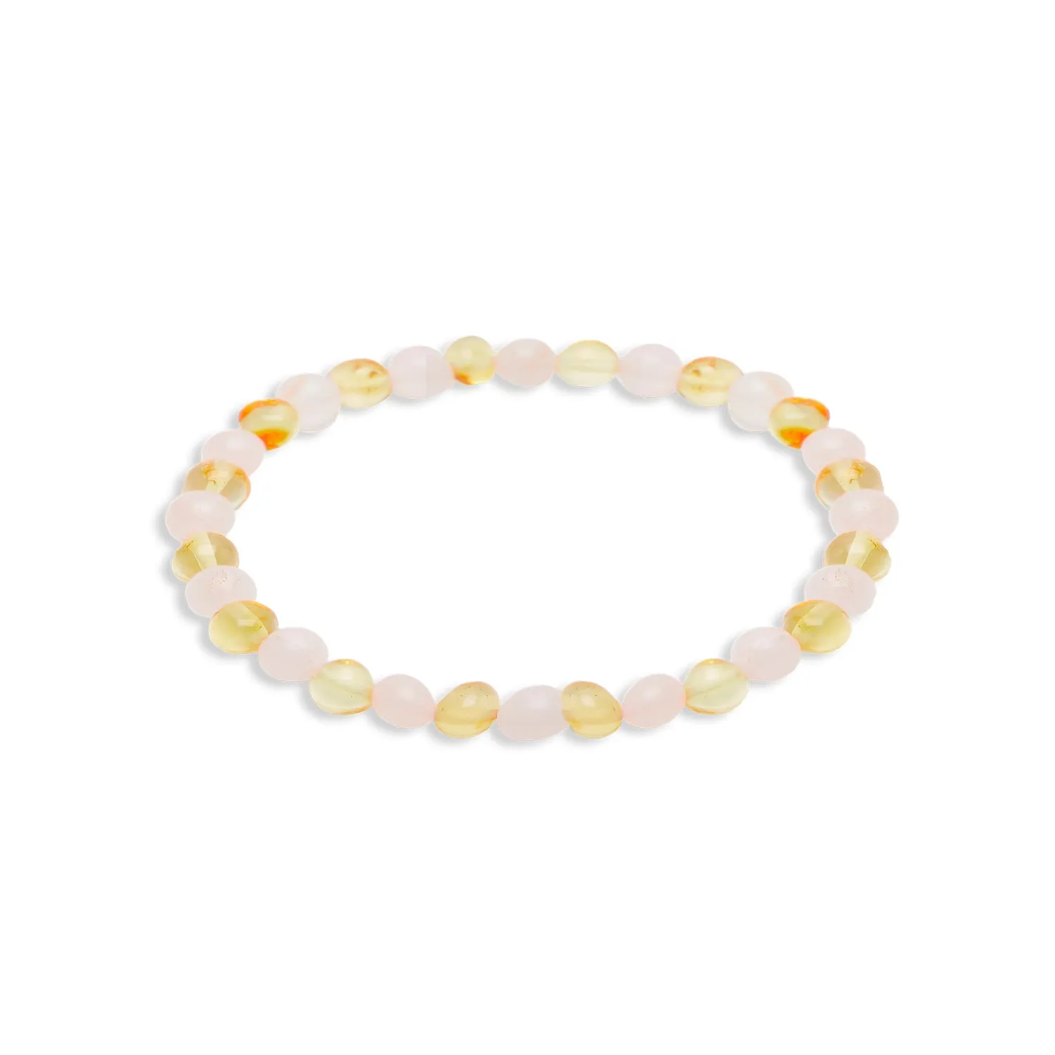 Bracelet en Quartz Rose  “Lueur du Coeur” et Ambre