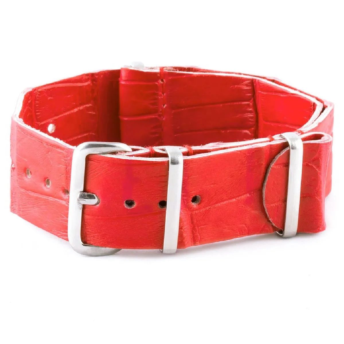 Bracelet-montre Nato 100% Wild cuir - Alligator sauvage (noir, marron, bleu, gris...)