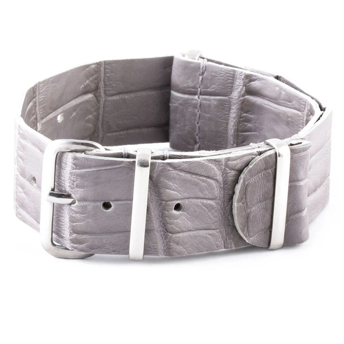 Bracelet-montre Nato 100% Wild cuir - Alligator sauvage (noir, marron, bleu, gris...)