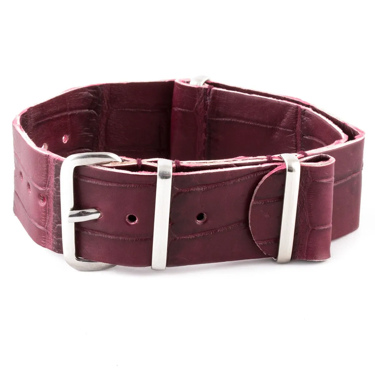 Bracelet-montre Nato 100% Wild cuir - Alligator sauvage (noir, marron, bleu, gris...)
