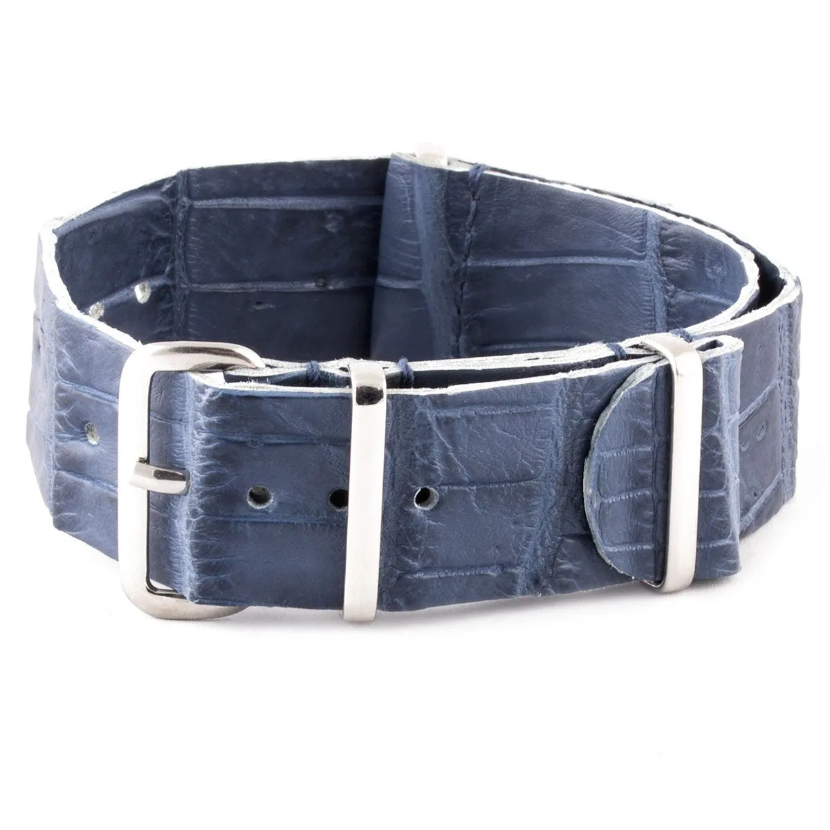 Bracelet-montre Nato 100% Wild cuir - Alligator sauvage (noir, marron, bleu, gris...)