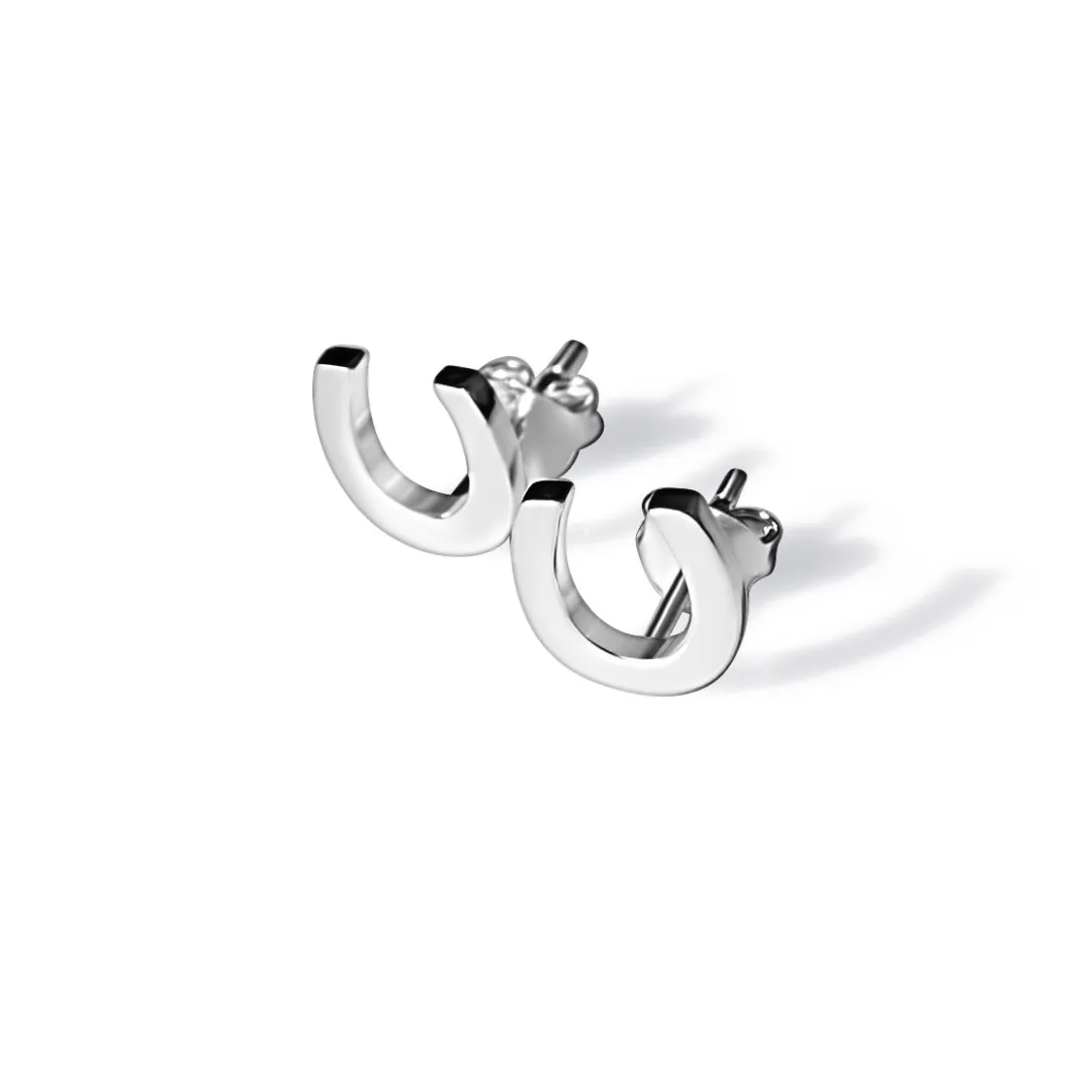 Breeze Silver Horseshoe Classic Earrings W/S