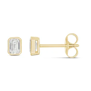 Bright 9CT Yellow Gold Bezel Set Diamond Stud Earrings