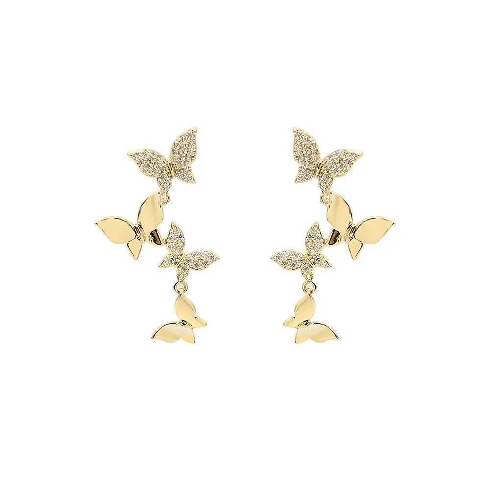 Butterfly Linear Drop Earrings Social Butterfly Long Earrings Bridesmaid Gift