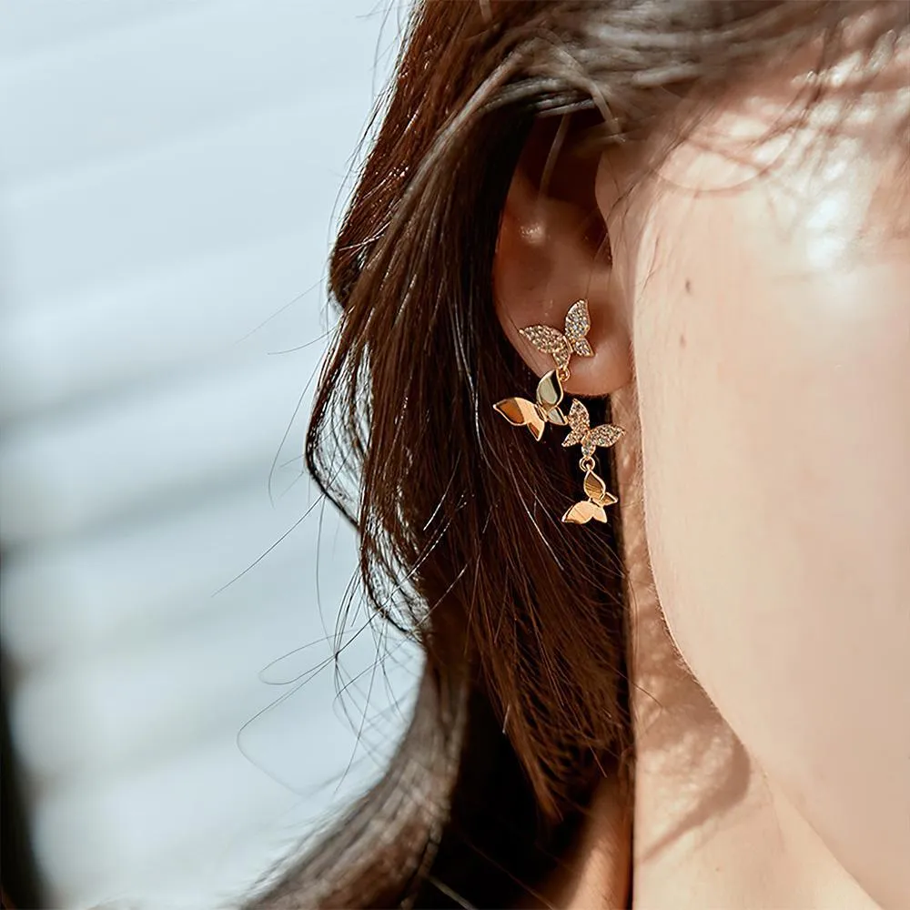 Butterfly Linear Drop Earrings Social Butterfly Long Earrings Bridesmaid Gift