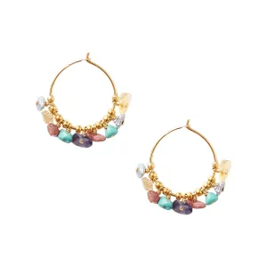 Chan Luu Heishi Small Hoop Earrings in Multi Mix and Gold