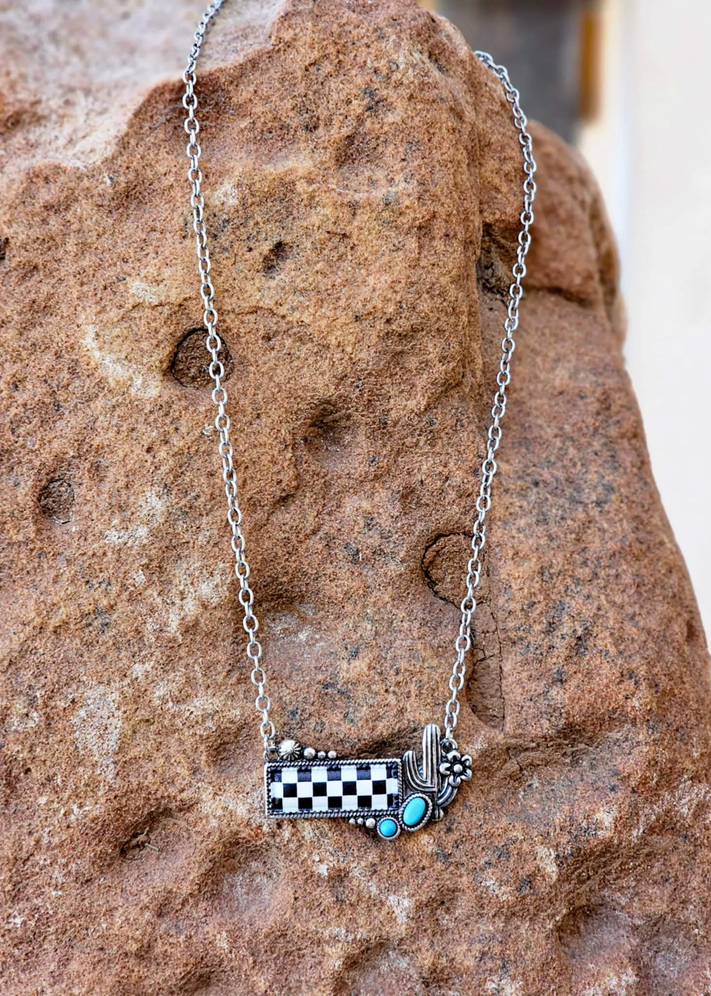 Checkered Cactus Bar Necklace