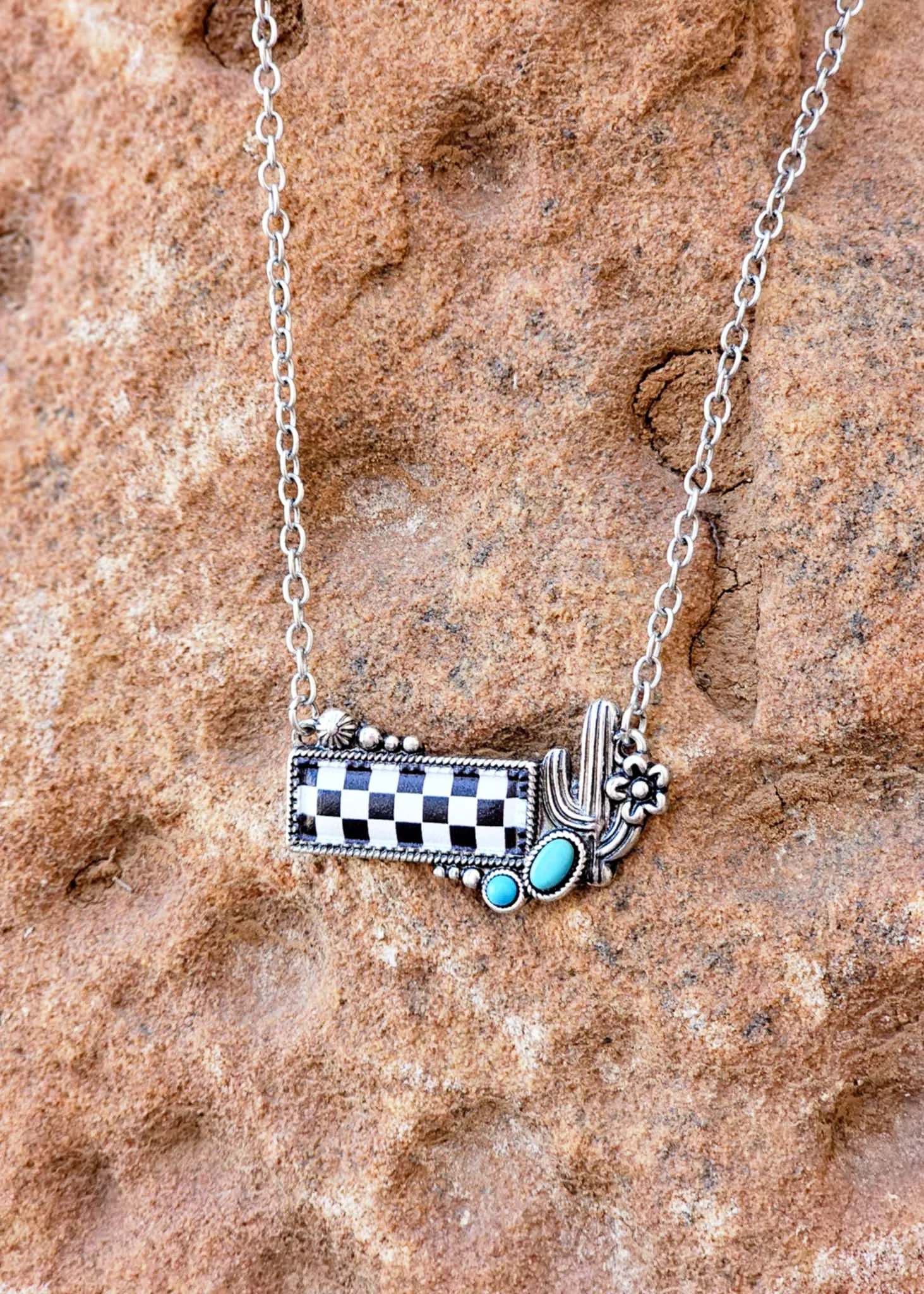 Checkered Cactus Bar Necklace