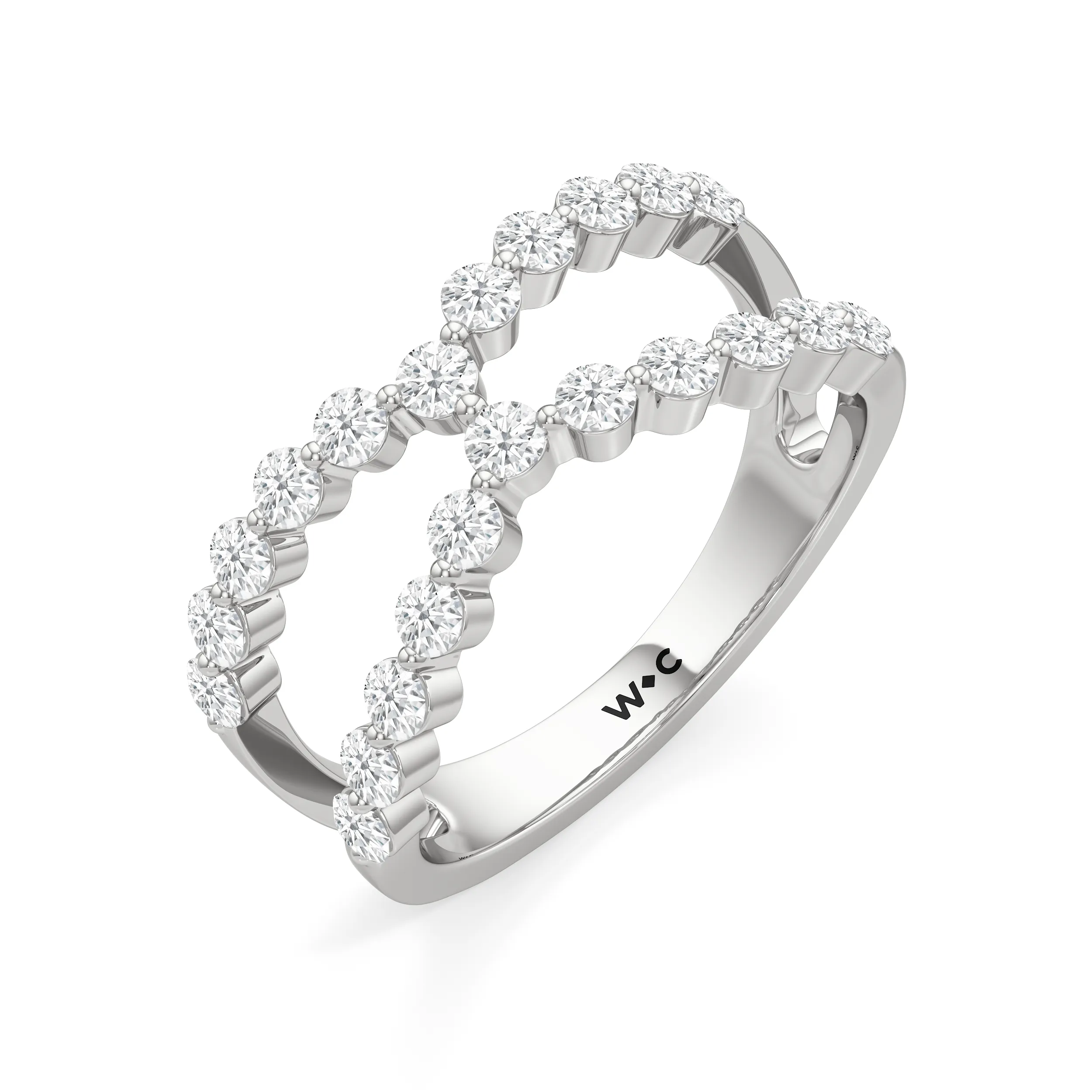 Chevron Kiss Diamond Ring