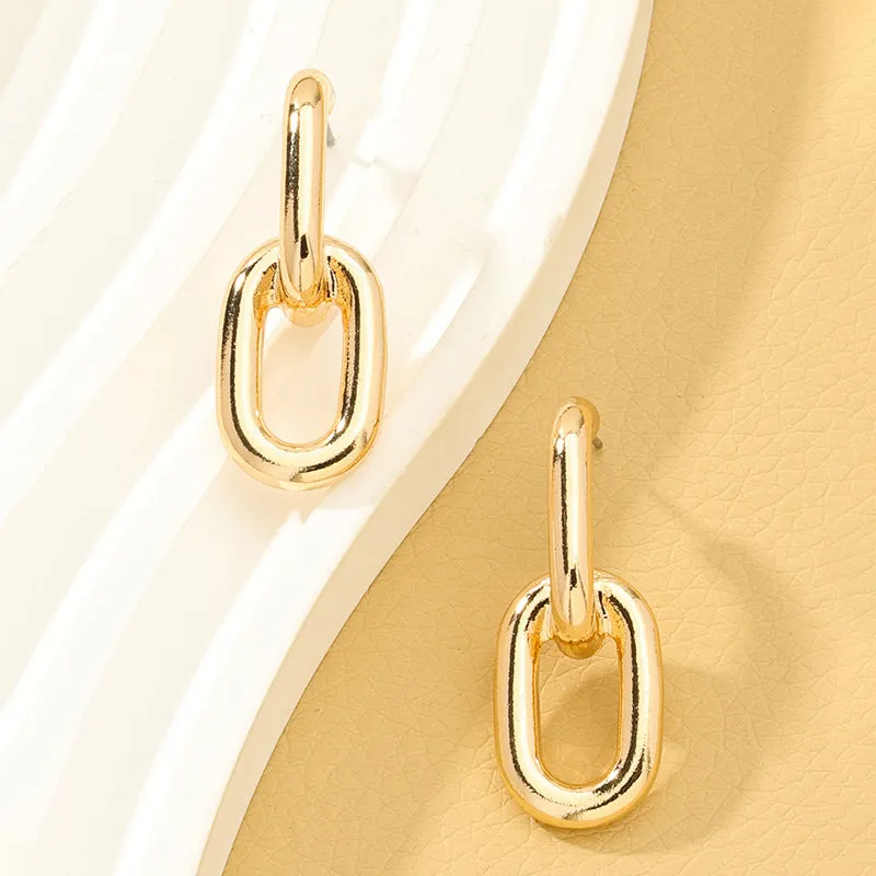 Chic Metal Chain Buckle Earrings - Vienna Verve Collection