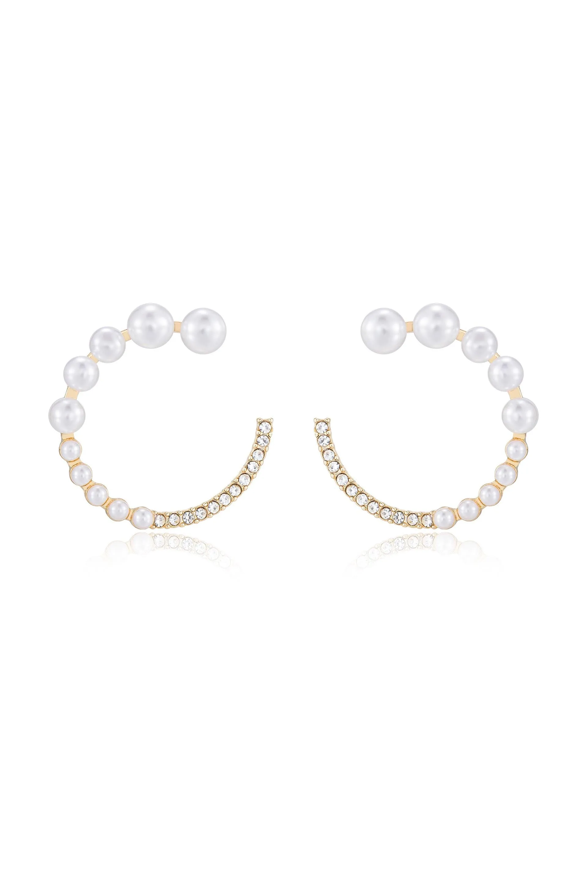 Chic Pearl And Crystal Open Circle Earrings