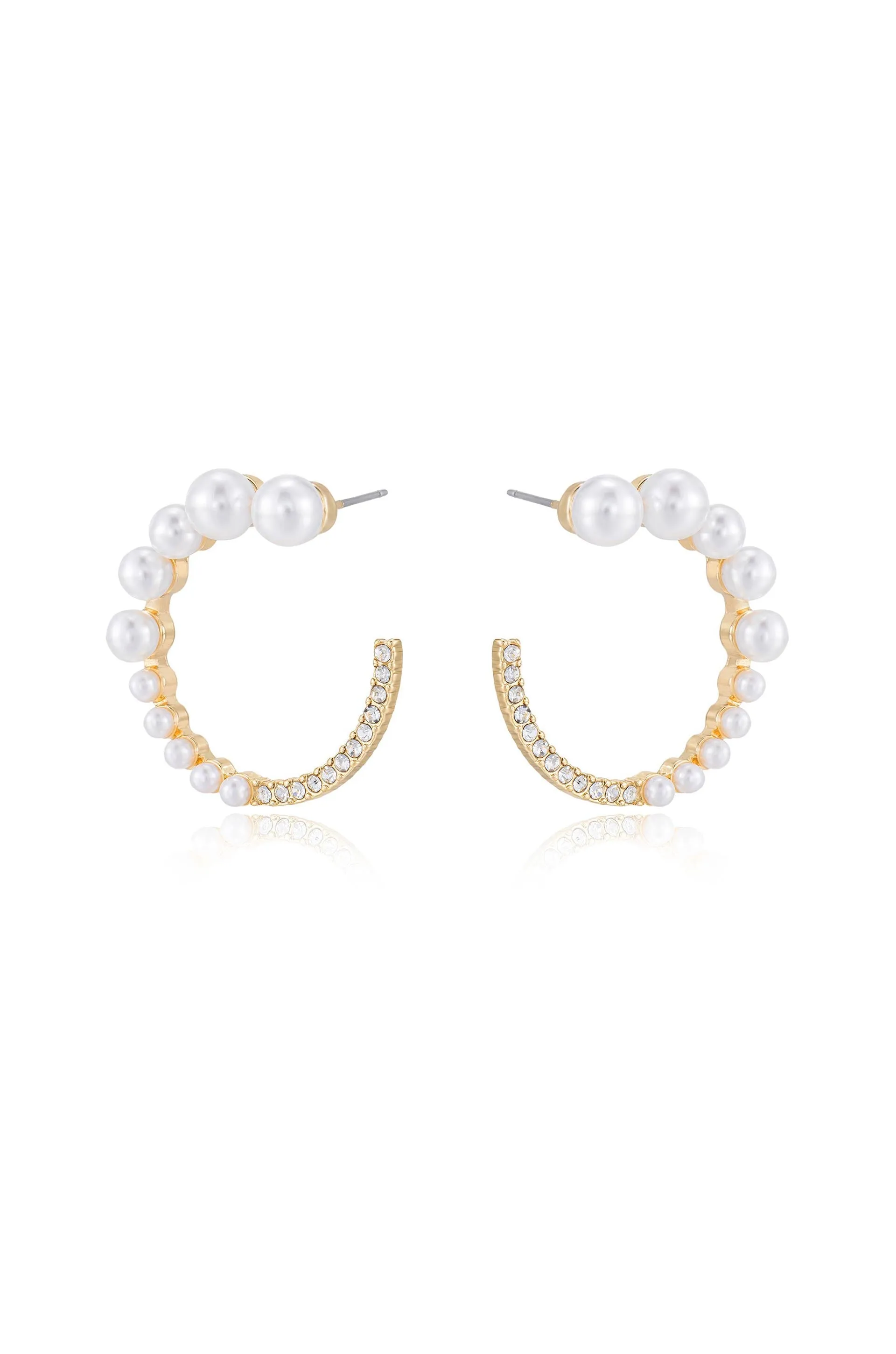 Chic Pearl And Crystal Open Circle Earrings