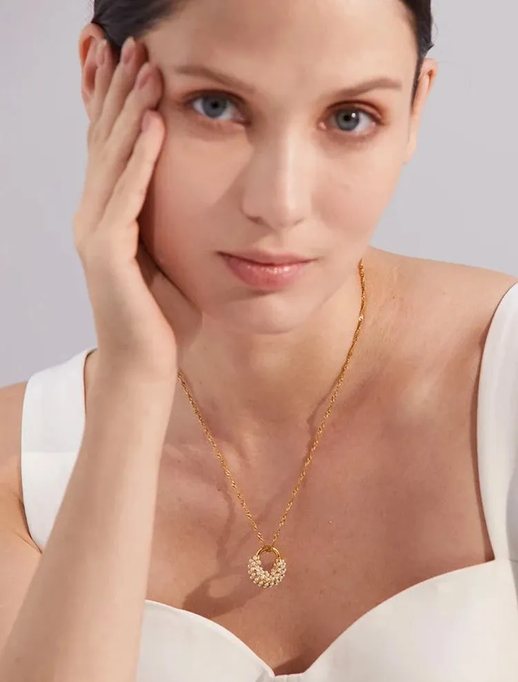 Chic Pearl Eternity Necklace & Earrings