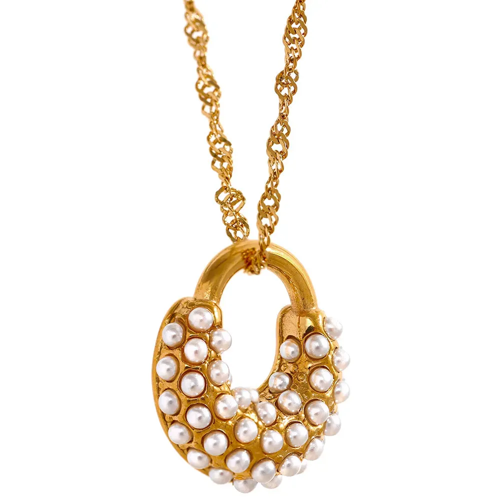 Chic Pearl Eternity Necklace & Earrings