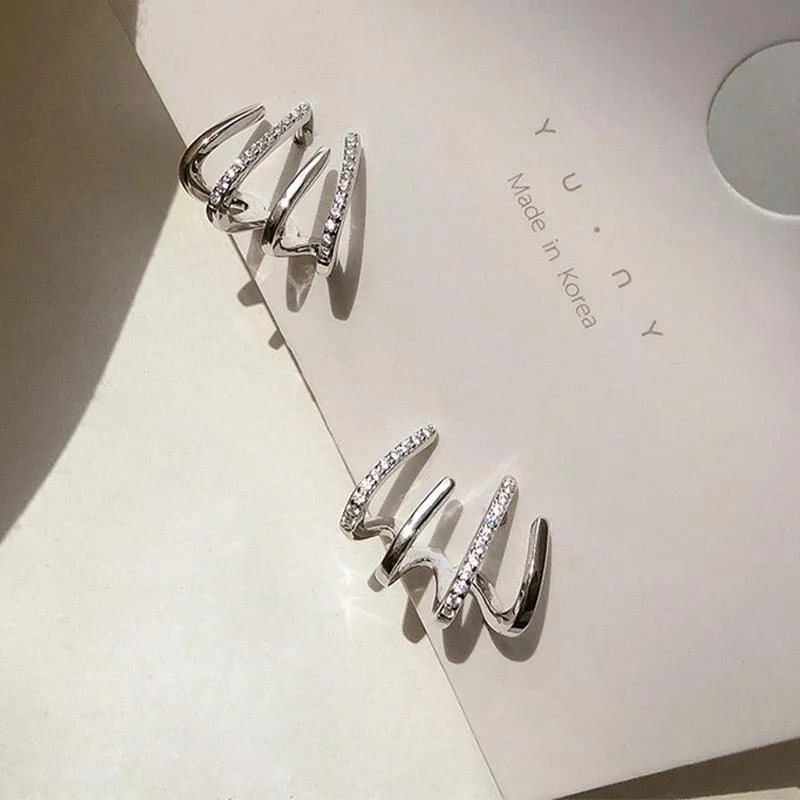Chic U-Shaped Gold Earrings with Korean Crystal for Effortless Style