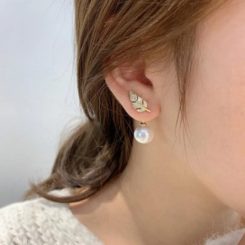 Chic U-Shaped Gold Earrings with Korean Crystal for Effortless Style