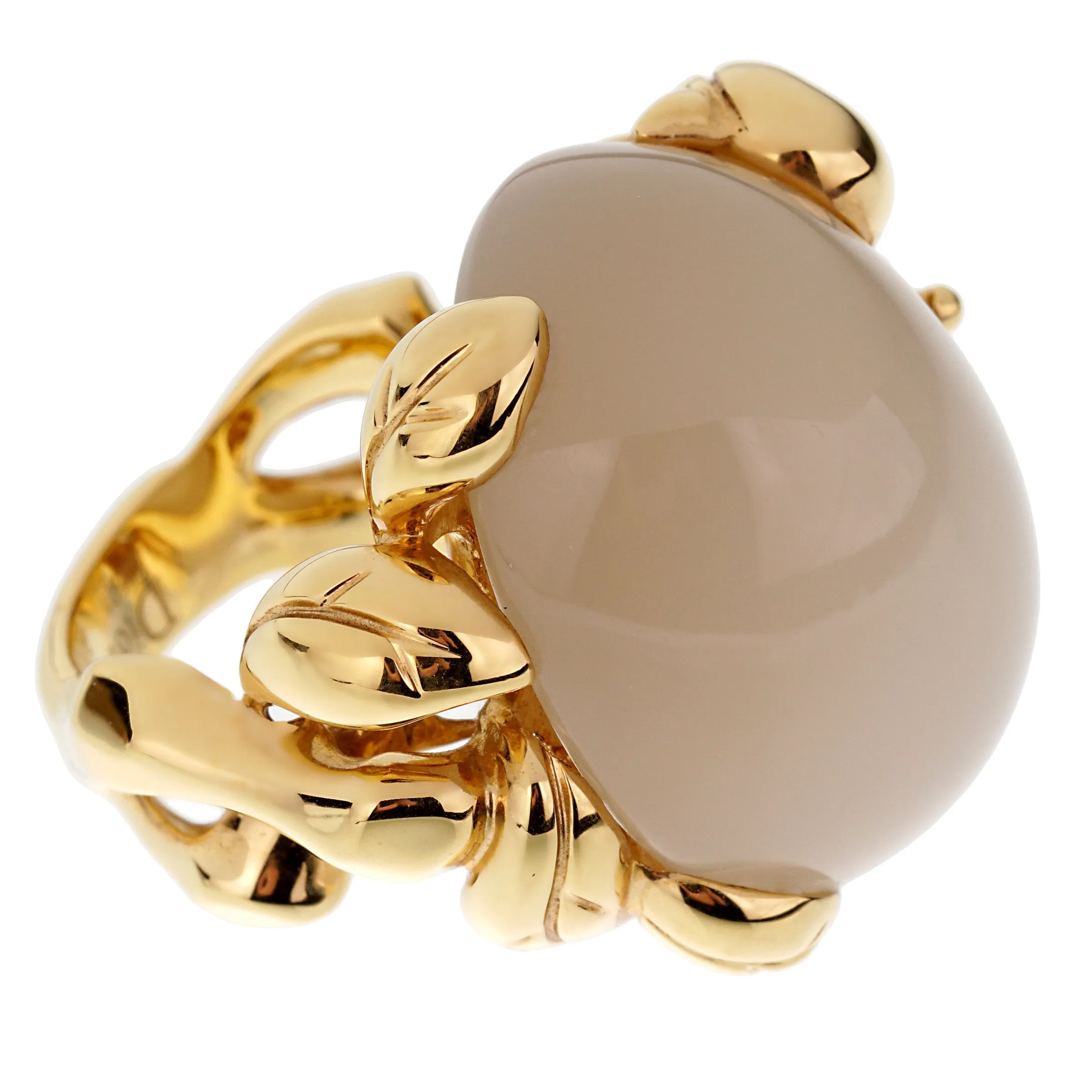 Christian Dior 40ct Moonstone Diamond Yellow Gold Cocktail Ring Sz 5 1/2