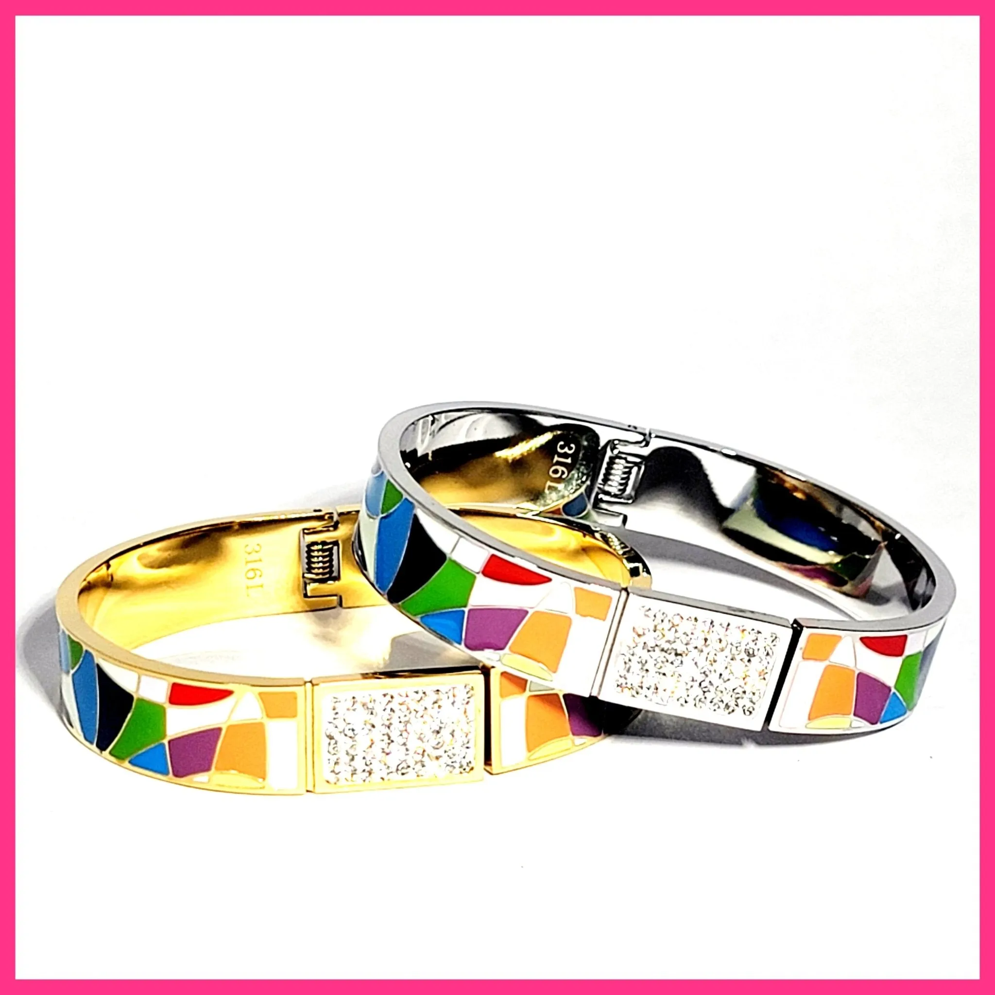 Colorful Enamel and Pav Bangle
