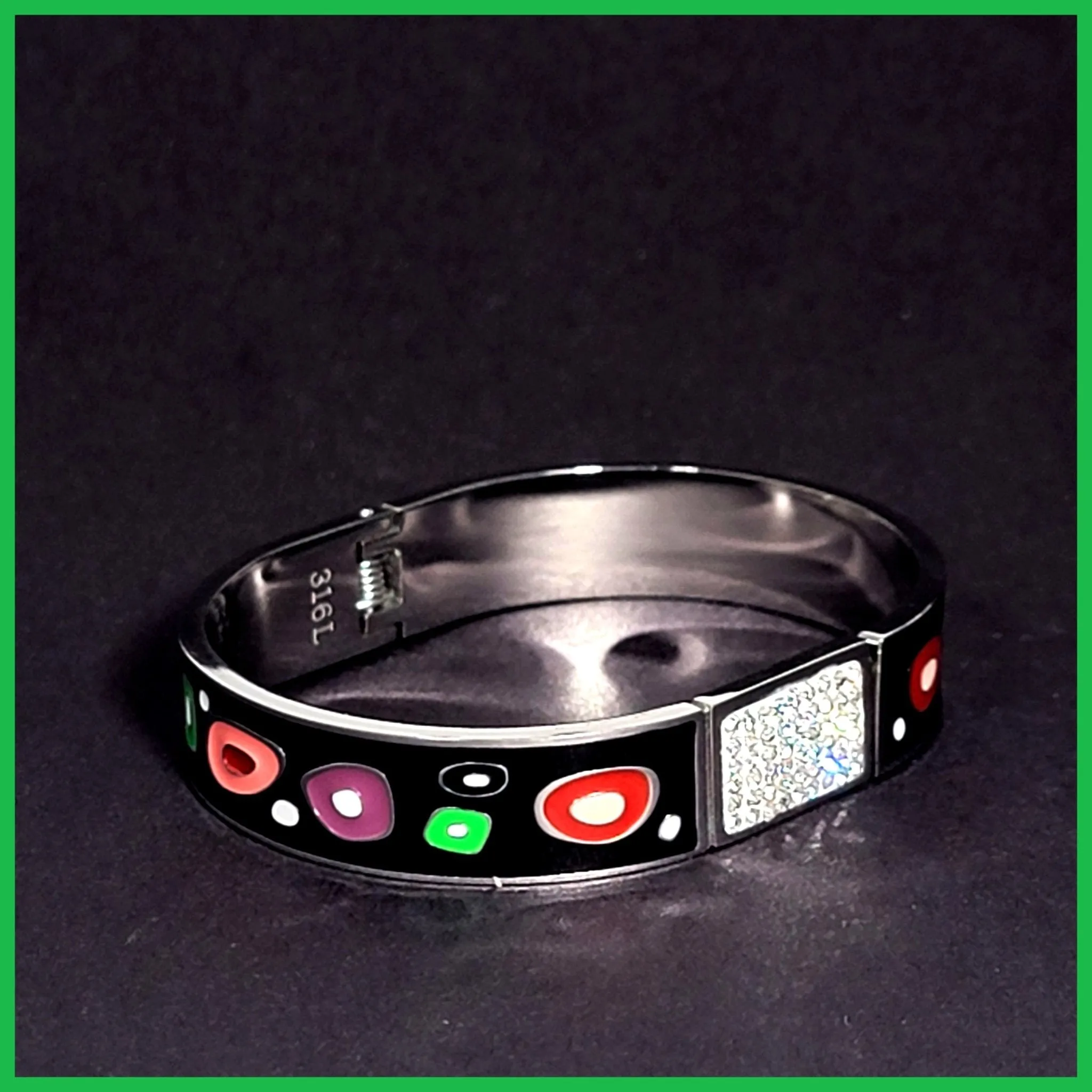 Colorful Enamel and Pav Bangle