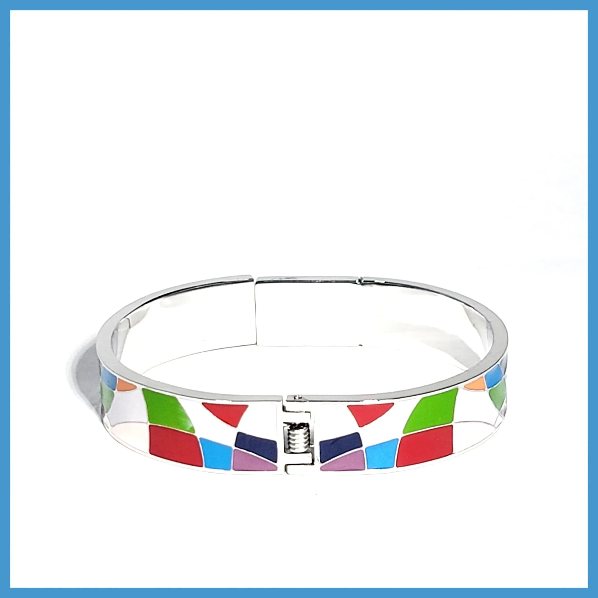 Colorful Enamel and Pav Bangle