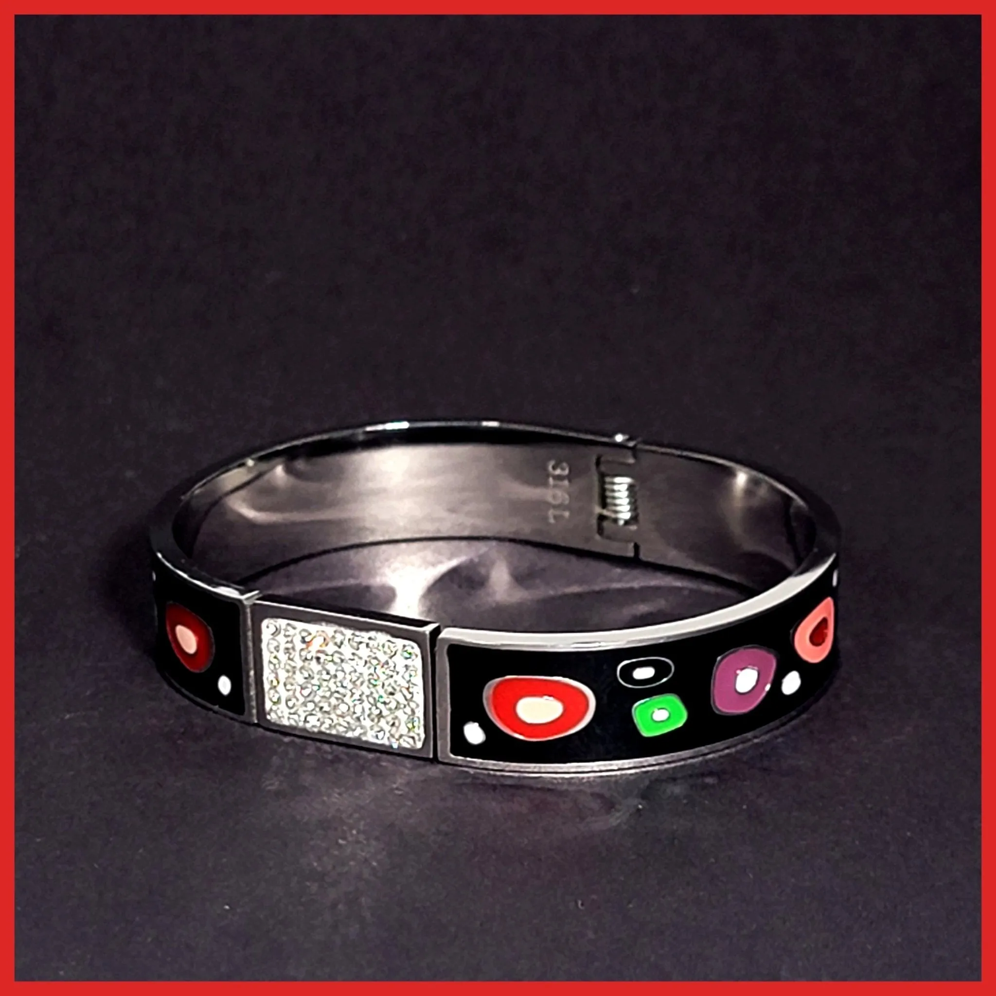 Colorful Enamel and Pav Bangle