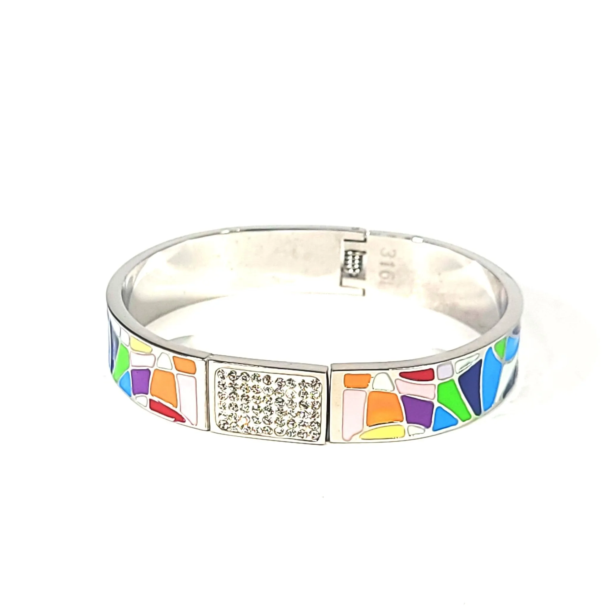 Colorful Enamel and Pav Bangle
